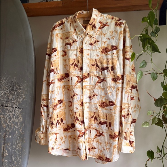 Vintage Cowboy Buttom down western MEN’s XL wildlife - Picture 2 of 7